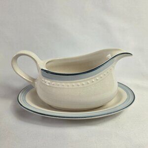 Haviland Crowning Fashion Blue Bouquet Gravy Boat & Underplate